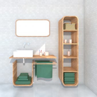 Design bathroom furniture set Rinse & Fold front perspective